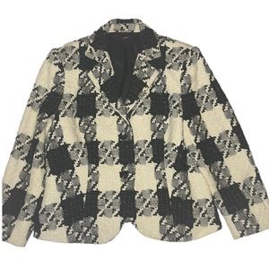 Alfani Tweed Houndstooth Print Classic Blazer Size 12